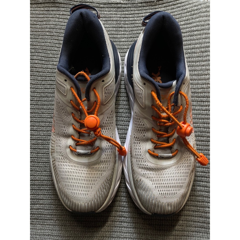 Hoka Bondi 8‎ Women's Gray Orange Lace Up Athletic Running Shoes Size 8